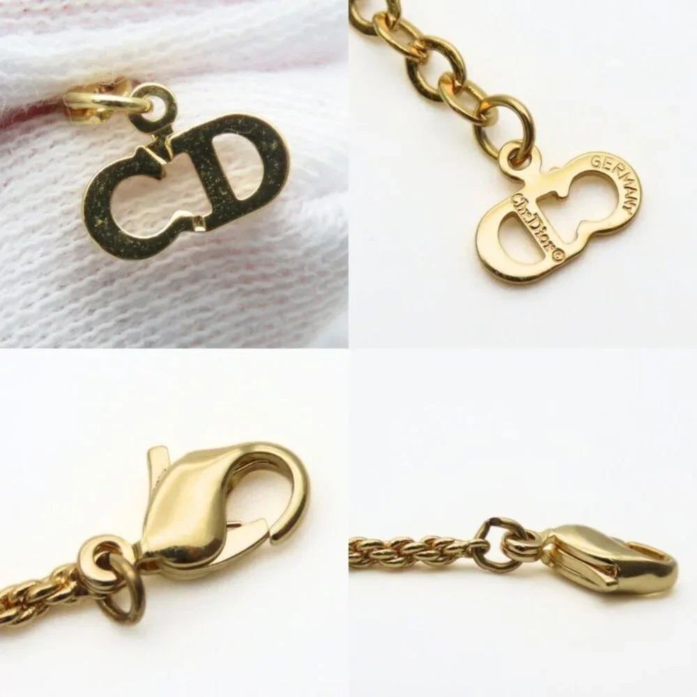 Christian Dior Necklace Emblem Logo Metal Gold GP Plated Accessory - Picture 8 of 9